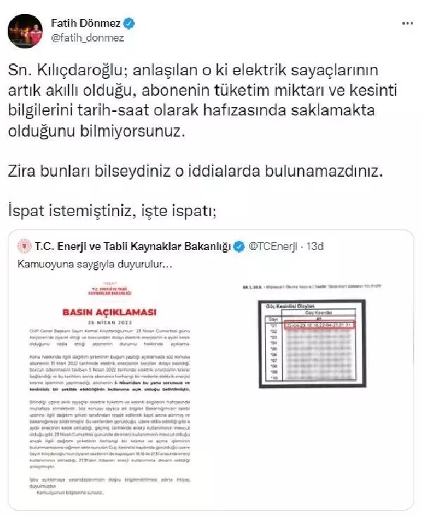 Enerji ve Tabii Kaynaklar Bakanlığından, Kılıçdaroğlu'nun 23 Nisan'da ziyaret ettiği eve ilişkin açıklama