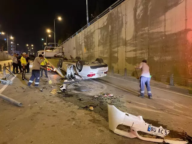 10 metre yükseklikten alt geçide düşen otomobildeki 3 kişi yaralandı