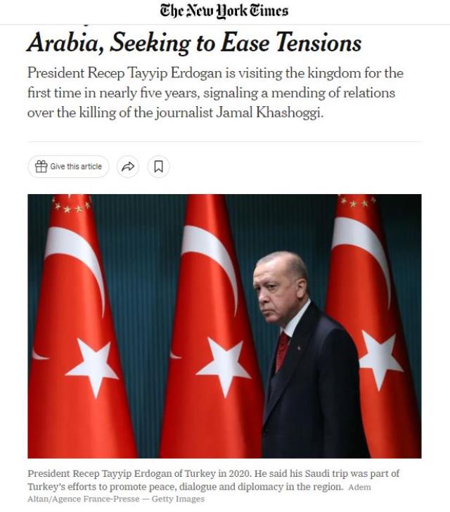 Cumhurbaşkanı Erdoğan'ın Suudi Arabistan ziyareti dünya basınında geniş yankı buldu Cumhurbaşkanı Erdoğan'ın Suudi Arabistan ziyareti dünya basınında geniş yankı buldu
