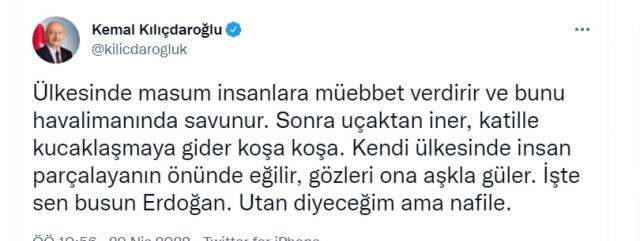 Kılıçdaroğlu'ndan Erdoğan'a Suudi Arabistan göndermesi: Koşa koşa katille kucaklaşmaya gitti Kılıçdaroğlu'ndan Erdoğan'a Suudi Arabistan göndermesi: Koşa koşa katille kucaklaşmaya gitti