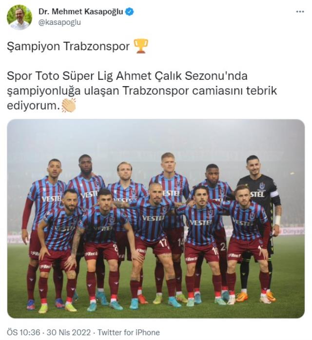 Cumhurbaşkanı Erdoğan, 38 yıl sonra şampiyonluğa ulaşan Trabzonspor'u tebrik etti Cumhurbaşkanı Erdoğan, 38 yıl sonra şampiyonluğa ulaşan Trabzonspor'u tebrik etti