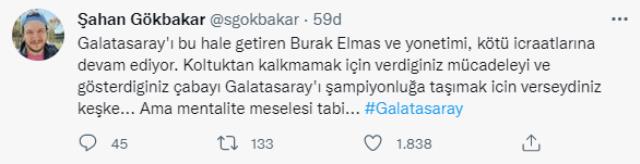 Şahan Gökbakar'ın hedefinde Galatasaray Başkanı Burak Elmas var! Çok sert 'koltuk' mesajı Şahan Gökbakar'ın hedefinde Galatasaray Başkanı Burak Elmas var! Çok sert 'koltuk' mesajı