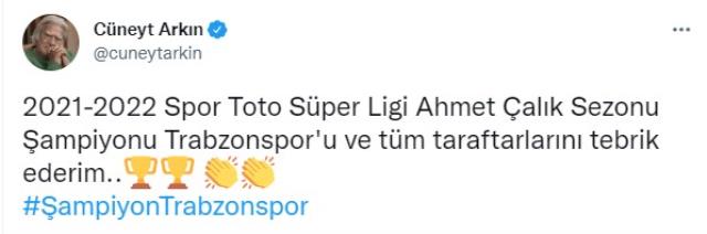 Trabzonspor'a spor, sanat, siyaset camiasından tebrik mesajları yağıyor Trabzonspor'a spor, sanat, siyaset camiasından tebrik mesajları yağıyor