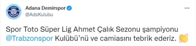 Trabzonspor'a spor, sanat, siyaset camiasından tebrik mesajları yağıyor Trabzonspor'a spor, sanat, siyaset camiasından tebrik mesajları yağıyor