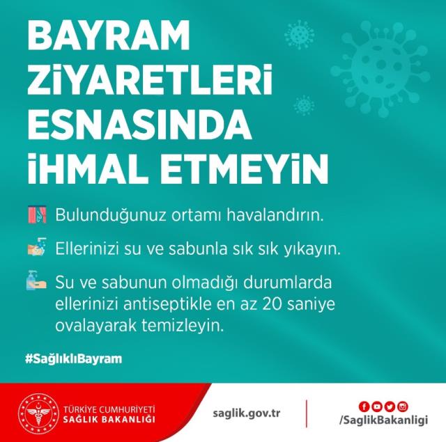 Sağlık Bakanlığından bayram ziyareti uyarısı: Bulunduğunuz ortamı havalandırın Sağlık Bakanlığından bayram ziyareti uyarısı: Bulunduğunuz ortamı havalandırın