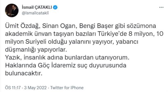 İçişleri Bakanlığı, Ümit Özdağ, Sinan Oğan ve Bengi Başer hakkında suç duyurusunda bulunacak İçişleri Bakanlığı, Ümit Özdağ, Sinan Oğan ve Bengi Başer hakkında suç duyurusunda bulunacak