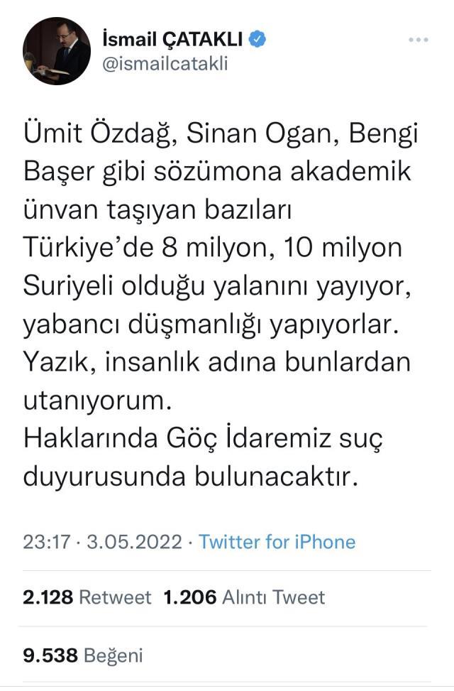 Ali Kınık'ın şiiriyle yanıt vermişti! Bakan Yardımcısı Çataklı'dan Sinan Oğan'a tepki