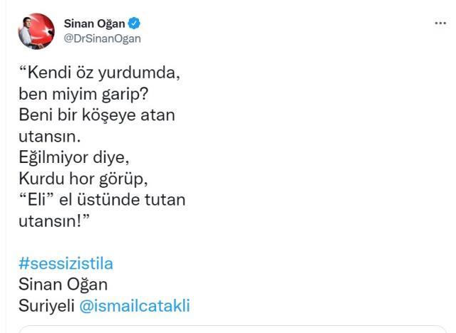 Ali Kınık'ın şiiriyle yanıt vermişti! Bakan Yardımcısı Çataklı'dan Sinan Oğan'a tepki