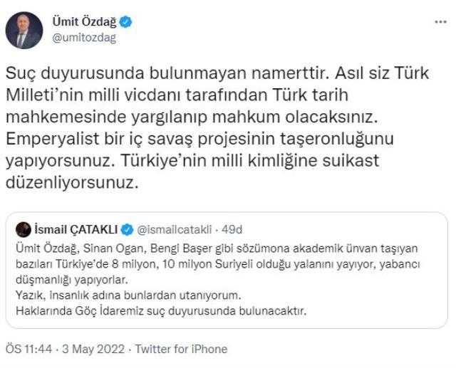 İçişleri Bakanlığı, Ümit Özdağ, Sinan Oğan ve Bengi Başer hakkında suç duyurusunda bulunacak İçişleri Bakanlığı, Ümit Özdağ, Sinan Oğan ve Bengi Başer hakkında suç duyurusunda bulunacak