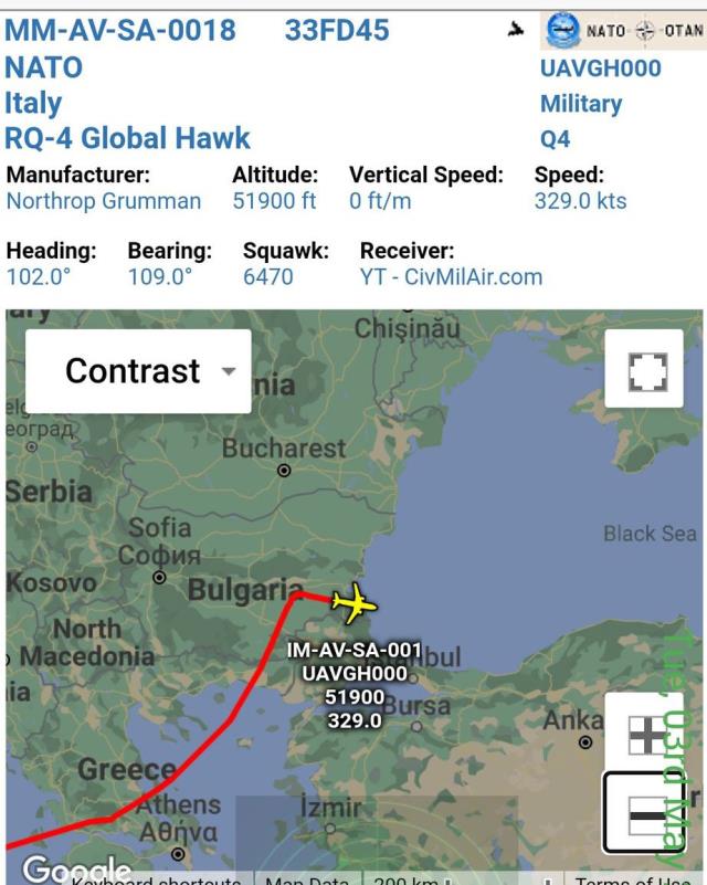 NATO'ya ait drone'un Türkiye hava sahasına girmemek için izlediği rota sosyal medyada gündem oldu NATO'ya ait drone'un Türkiye hava sahasına girmemek için izlediği rota sosyal medyada gündem oldu