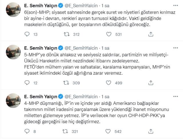 MHP'li Yalçın'dan İYİ Partili Dervişoğlu'na 'havlama' iması: Yetiştiği kapıya ürür!