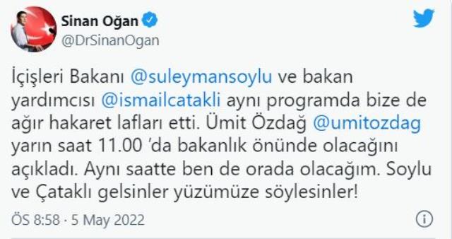 Ümit Özdağ'dan 'Ben de sana destek için geleceğim' diyen Sinan Oğan'a bomba yanıt: Gelme, tek gideceğim Ümit Özdağ'dan 'Ben de sana destek için geleceğim' diyen Sinan Oğan'a bomba yanıt: Gelme, tek gideceğim