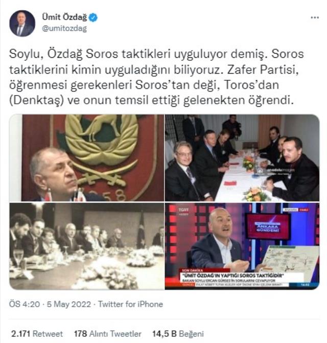 Ümit Özdağ'dan Süleyman Soylu'ya fotoğraflı yanıt Ümit Özdağ'dan Süleyman Soylu'ya fotoğraflı yanıt
