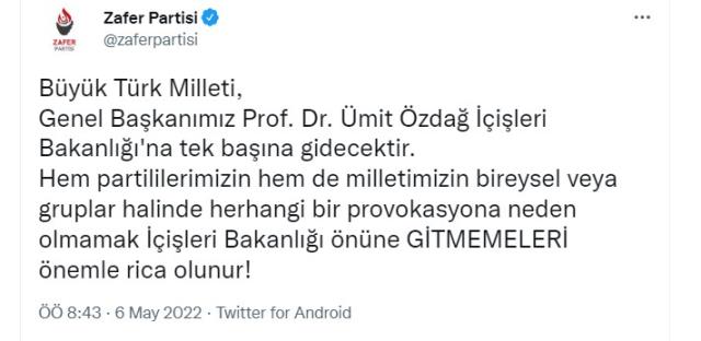 Gözler saat 11:00'da: Ümit Özdağ İçişleri Bakanlığı önüne gidecek mi? Gözler saat 11:00'da: Ümit Özdağ İçişleri Bakanlığı önüne gidecek mi?