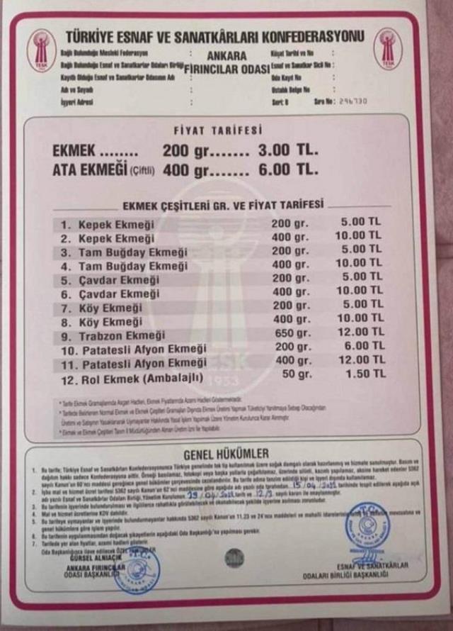 Ankara'da ekmek fiyatlarına zam yapıldı: 3 TL oldu Ankara'da ekmek fiyatlarına zam yapıldı: 3 TL oldu