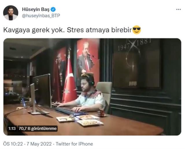 Bağımsız Türkiye Partisi Genel Başkanı Hüseyin Baş, ofisinde bilgisayar oyunu oynarken görüntülendi