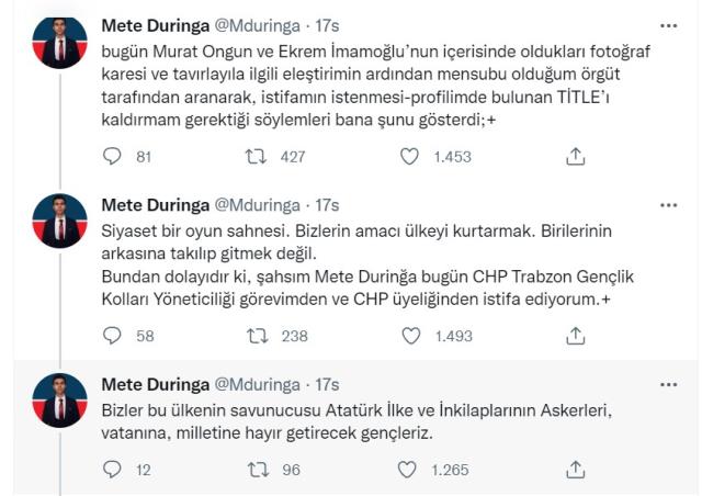 CHP Trabzon Gençlik Kolları yöneticisi 'Nagehan alçı fotoğrafında' İmamoğlu'nu eleştirince, istifası istendi CHP Trabzon Gençlik Kolları yöneticisi 'Nagehan alçı fotoğrafında' İmamoğlu'nu eleştirince, istifası istendi