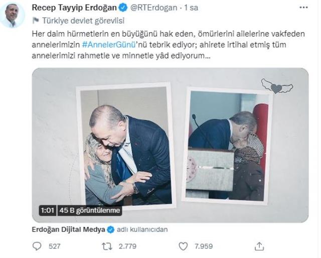 Cumhurbaşkanı Erdoğan'dan duygulandıran Anneler Günü paylaşımı Cumhurbaşkanı Erdoğan'dan duygulandıran Anneler Günü paylaşımı