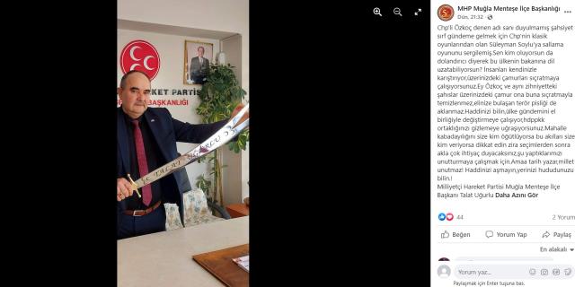 MHP'li başkandan CHP milletvekiline 'kılıçlı' Soylu mesajı