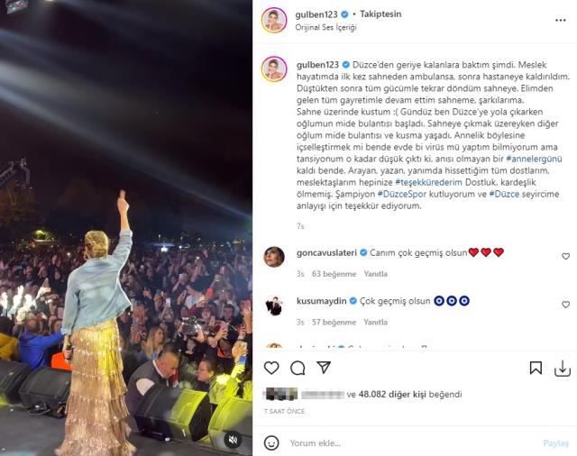 Sahnede fenalaşan Gülben Ergen'den ilk açıklama. Meslek hayatımda ilk kez yaşadım Sahnede fenalaşan Gülben Ergen'den ilk açıklama. Meslek hayatımda ilk kez yaşadım