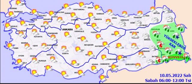 10 Mayıs Salı günü hava nasıl olacak? 10 Mayıs Salı günü hava nasıl olacak?