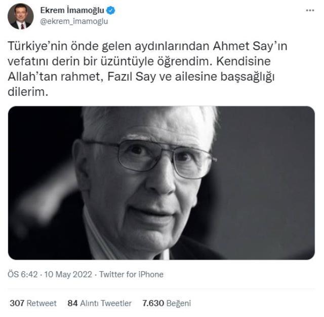 Babasını kaybeden Fazıl Say'a 'Gözümden düştü' dediği İmamoğlu'ndan başsağlığı mesajı