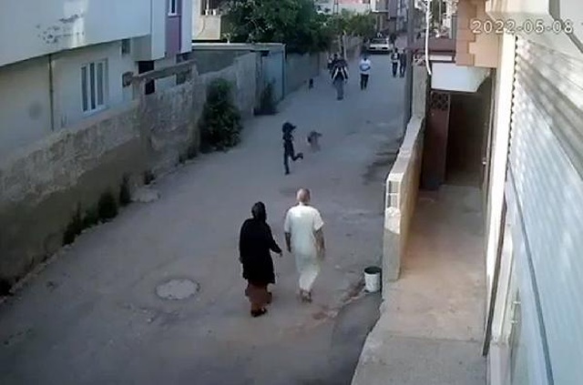 Köpekten kaçmaya çalışırken düşüp yaralandı; o anlar kamerada