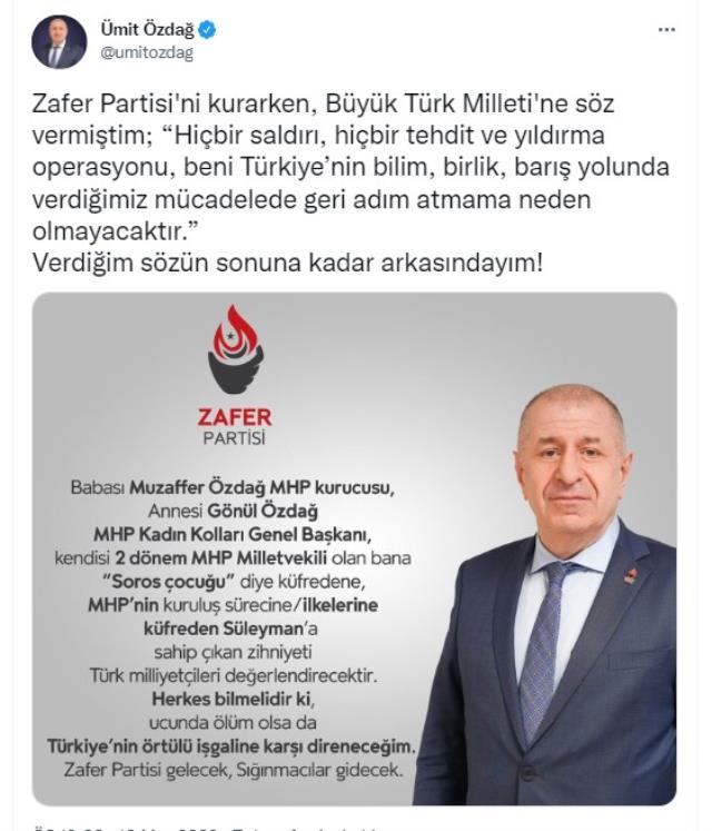 Ümit Özdağ, Bahçeli'ye anne ve babasını hatırlatarak cevap verdi: Babası MHP kurucusu, annesi MHP'nin ilk kadın kolları başkanı