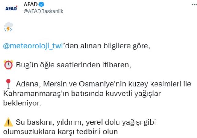 AFAD saat verip uyardı! 4 ilimiz kuvvetli yağışa teslim olacak AFAD saat verip uyardı! 4 ilimiz kuvvetli yağışa teslim olacak