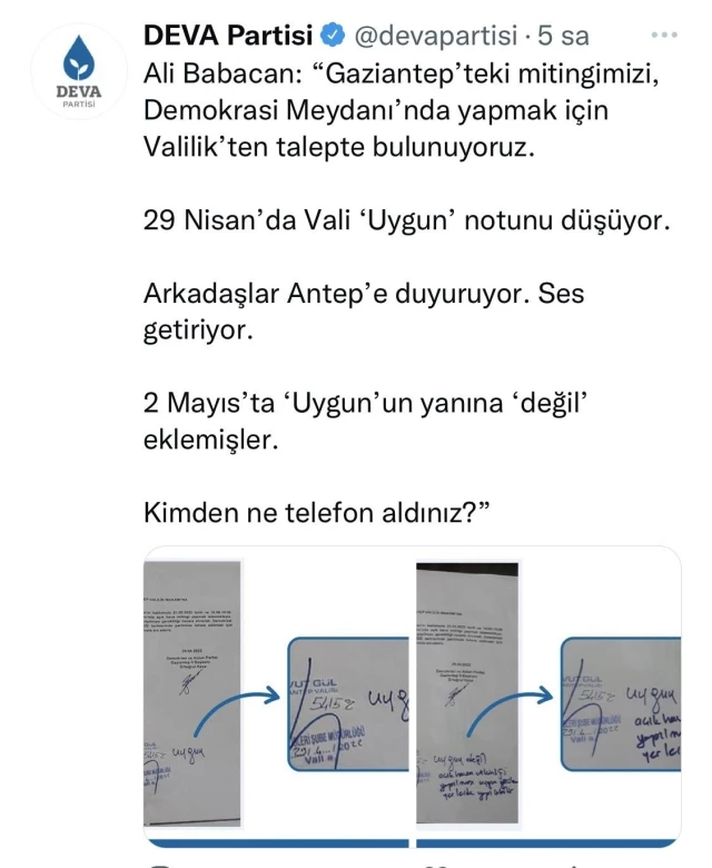 Ali Babacan'ın miting iddialarına Gaziantep Valiliği'nden yanıt: Evrakta sahtecilik nedeniyle suç duyurusunda bulunacağız
