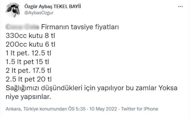Kolaya gelen zam sosyal medyanın dilinde! 2,5 litrelik kola 20 lira oldu Kolaya gelen zam sosyal medyanın dilinde! 2,5 litrelik kola 20 lira oldu