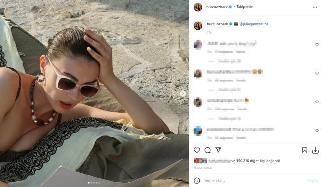 Tatilin tadını çıkaran Burcu Özberk, bikinili pozlarına yenilerini ekledi