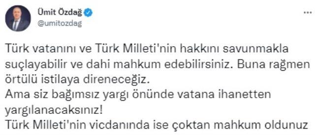 Ümit Özdağ'dan hakkındaki suç duyurusuna ilk yorum: Türk milletinin vicdanında çoktan mahkum oldunuz Ümit Özdağ'dan hakkındaki suç duyurusuna ilk yorum: Türk milletinin vicdanında çoktan mahkum oldunuz