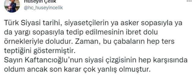 AK Partili eski bakan Hüseyin Çelik'ten Canan Kaftancıoğlu'na destek: Son karar çok yanlış oldu AK Partili eski bakan Hüseyin Çelik'ten Canan Kaftancıoğlu'na destek: Son karar çok yanlış oldu