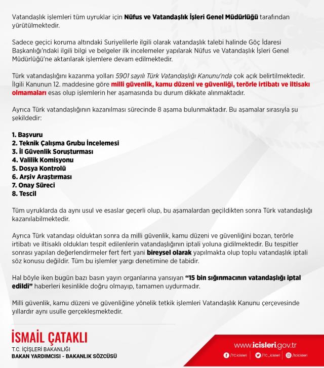 Ümit Özdağ'ın sığınmacılarla ilgili iddiasına İçişleri Bakan Yardımcısı Çataklı'dan yalanlama Ümit Özdağ'ın sığınmacılarla ilgili iddiasına İçişleri Bakan Yardımcısı Çataklı'dan yalanlama