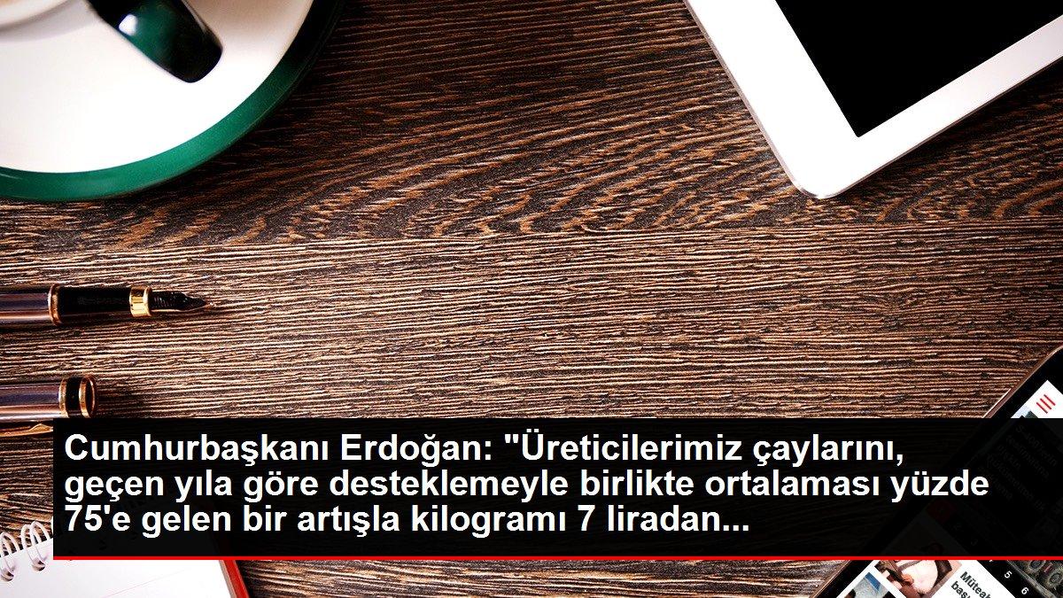 Cumhurbaşkanı Erdoğan: 'Üreticilerimiz çaylarını, geçen yıla göre desteklemeyle birlikte ortalaması yüzde 75'e gelen bir artışla kilogramı 7 liradan...