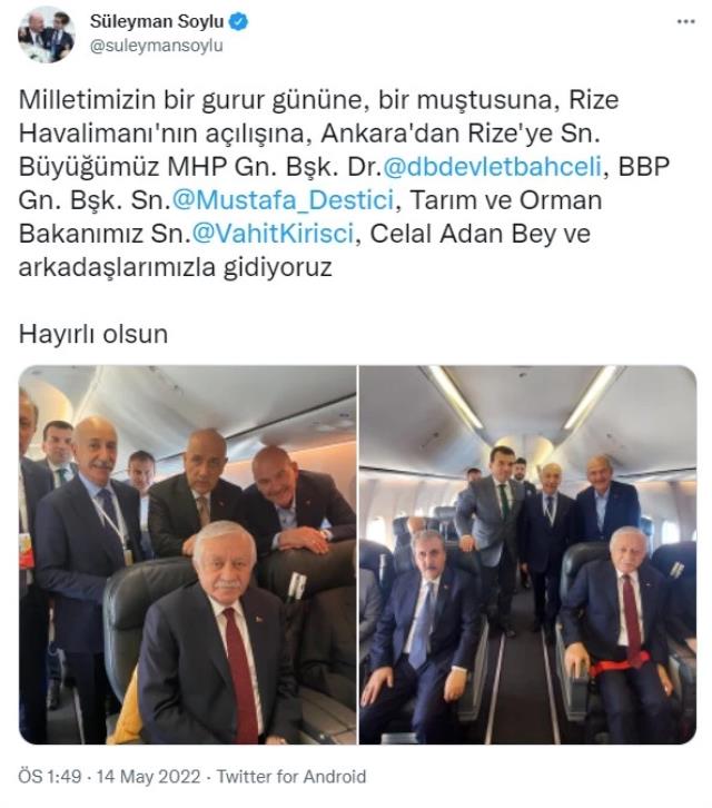 Rize-Artvin Havalimanı açılışında Devlet Bahçeli ile Süleyman Soylu fotoğrafı dikkat çekti