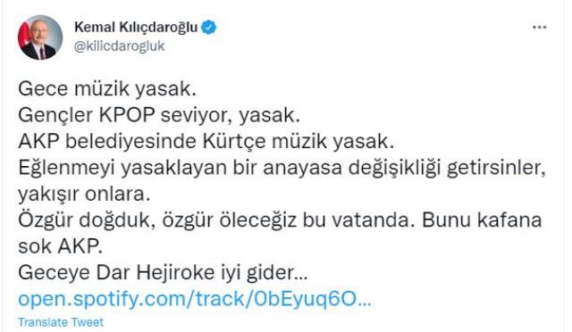 Kürtçe müzikleriyle tanınan Aynur Doğan'ın konserinin iptali Kılıçdaroğlu'nu sinirlendirdi