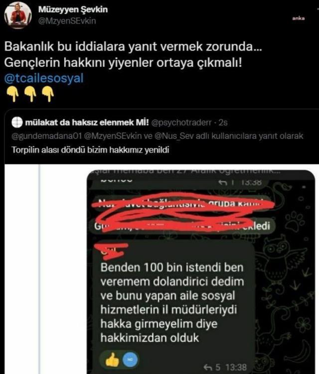 Skandal iddia: 'Sosyal hizmet il müdürleri, bakanlıkta işe girmek isteyen yurttaştan 100 bin lira istedi'