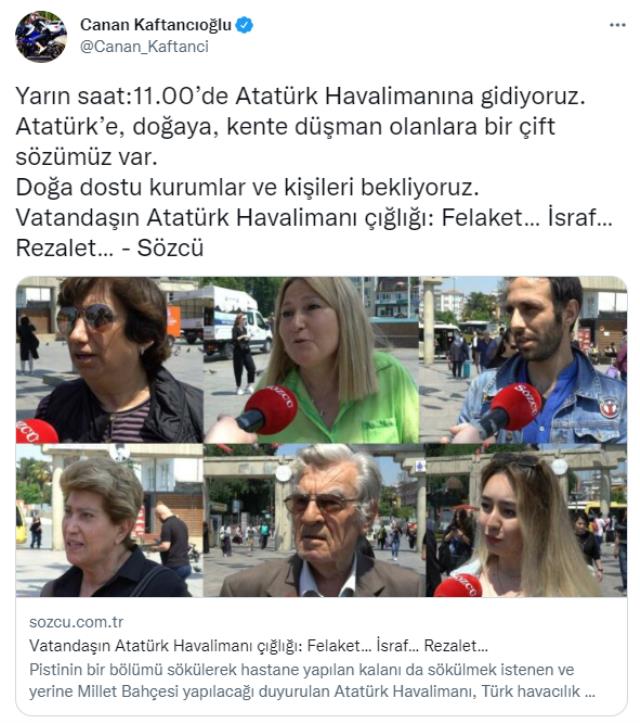 Canan Kaftancıoğlu'ndan dikkat çeken çağrı: Yarın saat 11.00'de Atatürk Havalimanı'na gidiyoruz