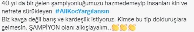 Sosyal medyada 'Ali Koç yargılansın' hashtag'i! Kısa sürede 30 bine yakın tweet atıldı