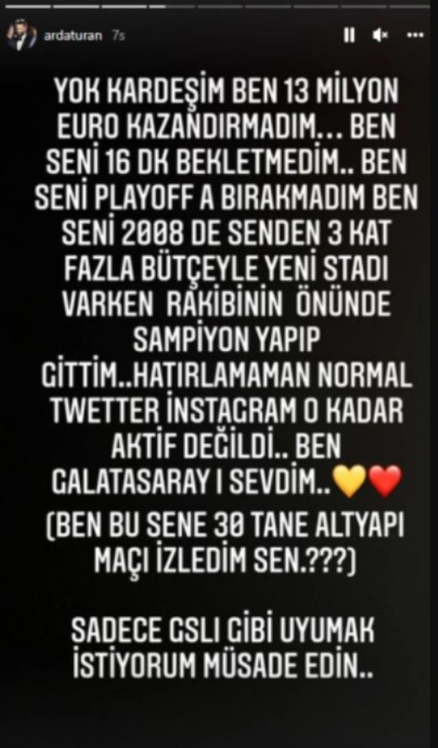 Arda Turan köpürdü: Galatasraylı gibi uyumak istiyorum. Müsaade edin