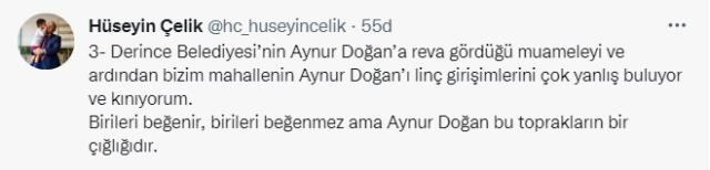 AK Partili Hüseyin Çelik'ten Aynur Doğan'a destek: Bizim mahallenin linç girişimi çok yanlış