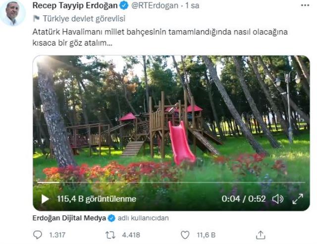 Cumhurbaşkanı Erdoğan'dan Atatürk Havalimanı paylaşımı