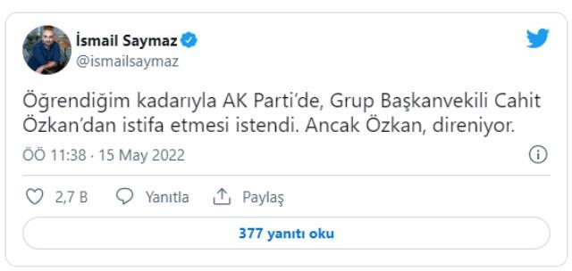İstifasının istendiği öne sürülmüştü! AK Partili Cahit Özkan, Cumhurbaşkanı Erdoğan'la fotoğrafını paylaştı İstifasının istendiği öne sürülmüştü! AK Partili Cahit Özkan, Cumhurbaşkanı Erdoğan'la fotoğrafını paylaştı