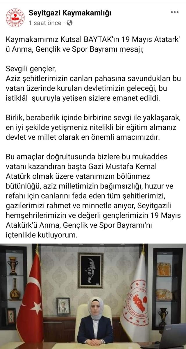 Kaymakamlığım 19 Mayın paylaşımında tepki çeken 'Atatürk' detayı Kaymakamlığım 19 Mayın paylaşımında tepki çeken 'Atatürk' detayı