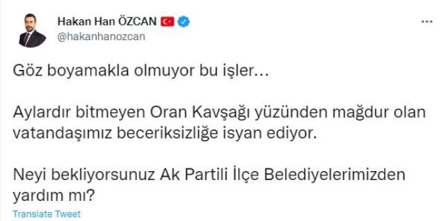 AK Parti cephesinden Mansur Yavaş'a Oran Kavşağı tepkisi: Beceriksizlik
