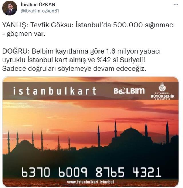 Tevfik Göksu'nun 'İstanbul'da 500 bin mülteci var' sözlerine yanıt, İYİ Parti'li isimden geldi