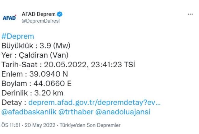 Vadn'da 3.9 büyüklüğünde deprem meydana geldi Vadn'da 3.9 büyüklüğünde deprem meydana geldi