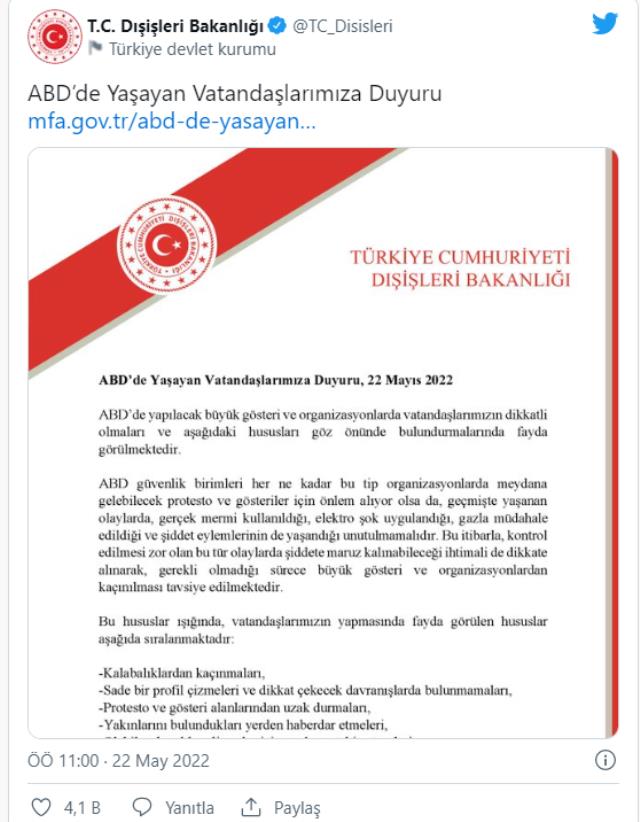 ABD Büyükelçiliği'nin CHP mitingi uyarısına Dışişleri Bakanlığı ve Emniyet'ten art arda misillemeler ABD Büyükelçiliği'nin CHP mitingi uyarısına Dışişleri Bakanlığı ve Emniyet'ten art arda misillemeler